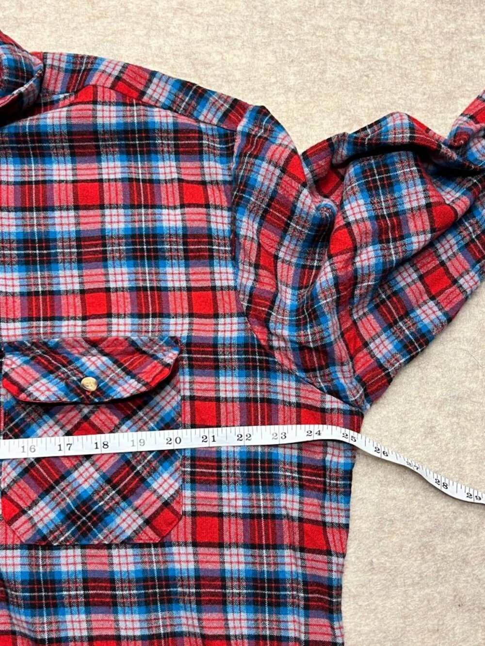 Vintage Outdoor Exchange Red Plaid Flannel Shacket Shirt Button Down Men XL Tall - Picture 8 of 9